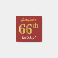 Rot, Imitate Gold 66. Geburtstag, mit Individuelle
