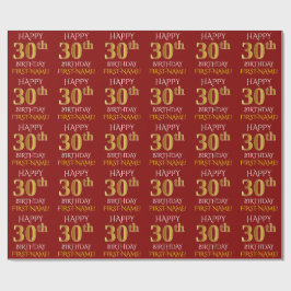 Rot, Imitate Gold "HAPPY 30. BIRTHDAY" Geschenkpapier