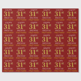 Rot, Imitate Gold "HAPPY 31. BIRTHDAY" Geschenkpapier