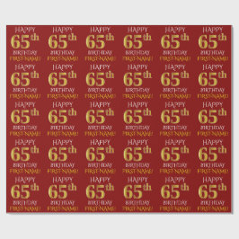 Rot, Imitate Gold "HAPPY 65. BIRTHDAY" Geschenkpapier