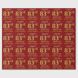 Rot, Imitate Gold "HAPPY 83. BIRTHDAY" Geschenkpapier