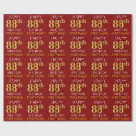 Rot, Imitate Gold "HAPPY 88. BIRTHDAY" Geschenkpapier