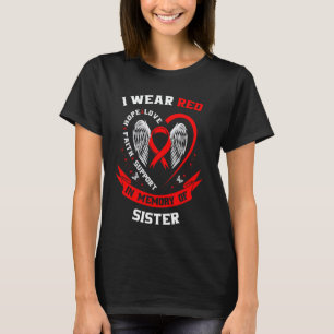 Rot in Gedenken an die Schwester-Herzkrankheit-Bew T-Shirt