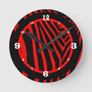 Rot in schwarzen Zebrastreifen nummeriert Runde Wanduhr