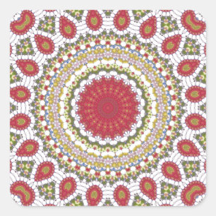 Rot Jewels Mosaik-geometrischen Entwurf Quadratischer Aufkleber