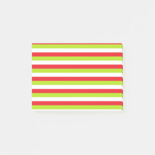 Rot, Kalkgrün und Weiß Streifen Post-it Klebezettel