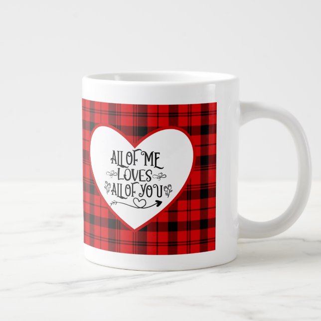 Rot Kariert alle von mir Lieben Jumbo-Tasse (Rechts)