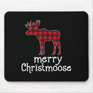 Rot kariert Frohe Christmoose Weihnachten Elchlieb Mousepad
