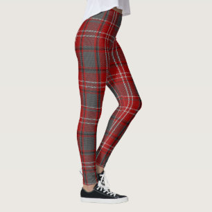 Rot-Kariert-Scottish-Tartan-Leggings Pants Grau Leggings