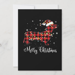 Rot karierter Buffalo-Dachshund-Frohe-Weihnachten- Feiertagskarte