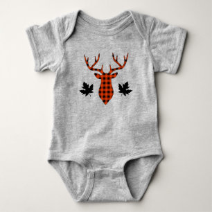 Rot karierter Büffel Hirschbock Ahornblatt Baby Strampler