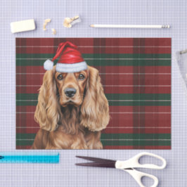 Rot karierter Cocker Spaniel Hund Weihnachten Seidenpapier