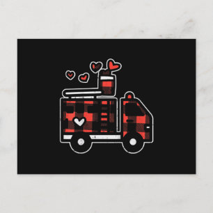 Rot karierter Feuerwehren Valentinstag Feuerwehrma Feiertagspostkarte