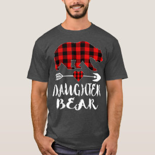 Rot kariertes Tochter-Bär-Shirt Büffelfamilie Chri T-Shirt