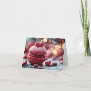 Rot köstliche Macaron Valentine's Gruß Feiertagskarte