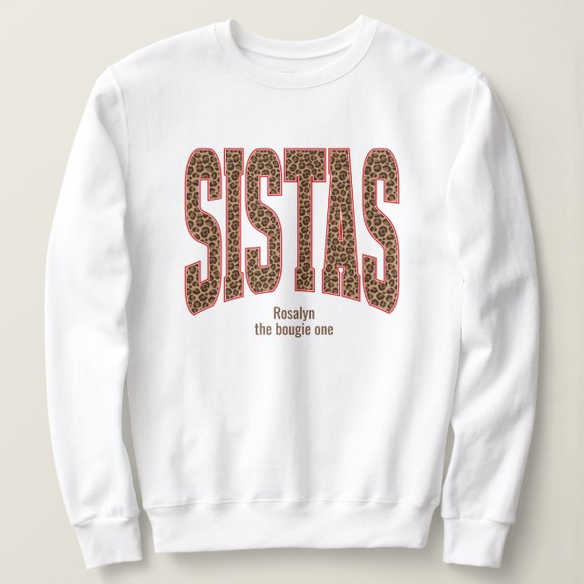 Rot + Leopardendruck Varsity SISTAS Sweatshirt (Design vorne)