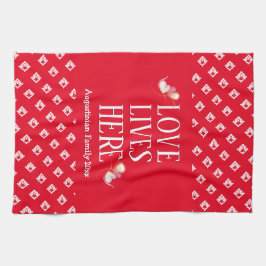 Rot | LIEBE LEBT HIER | Stilvoll Personalisiert Geschirrtuch