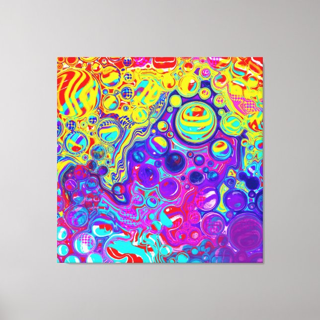 Rot, Lila, Blau, Gelb, Abstrakte Kunst Leinwanddruck (Vorderseite)