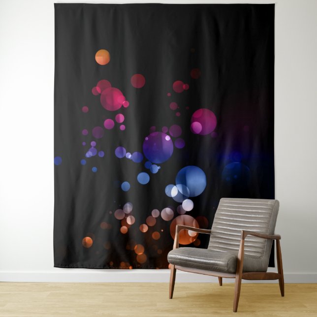 Rot, Lila, Blau und braun Abstraktes Bokeh-Design Wandteppich (Beispiel)