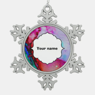 Rot, lila, grün schneeflocken Zinn-Ornament