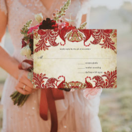 Rot, Limon und orange Vintag Paisley Peacock UAWG RSVP Karte