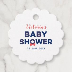 Rot & Marineblau Moderne Babyparty Danksagung Geschenkanhänger