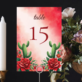 Rot-Mexikanischer Stil Quinceñera Tischnummer