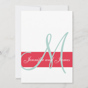 Rot, Mint Green Monogram Names Simple Wedding Einladung