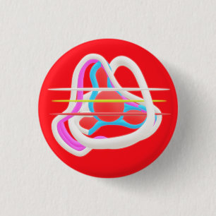 Rot mit abstrakt surrealem Design in niedlichen Fa Button