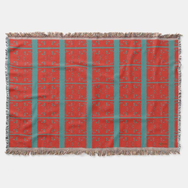 Rot mit Aquamarinen Streifen nach Kundenwunsch Decke (Vorderseite)