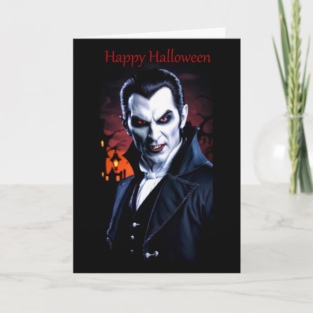 Rot-Mit Augen Dracula Halloween Card Karte (Vorderseite)