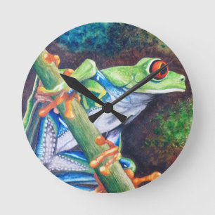 Rot-mit Augen Frosch-Uhr Runde Wanduhr