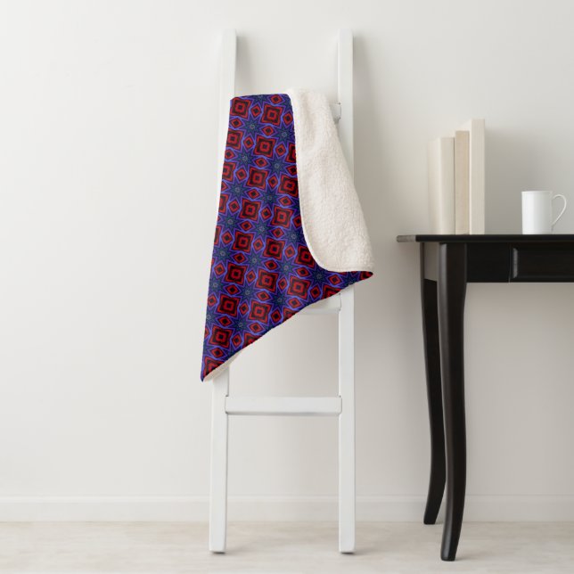 Rot mit blauen Sternen Sherpadecke (Beispiel)