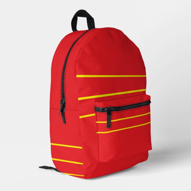 Rot mit Gelb Bedruckter Rucksack (Rückseitige Ecke links)