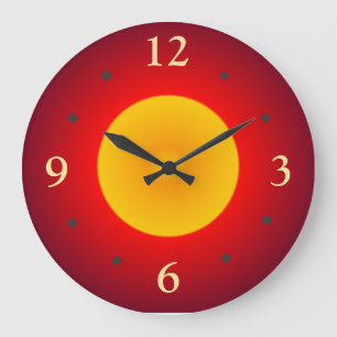 Rot mit gelbem Vollmond> Wanduhr