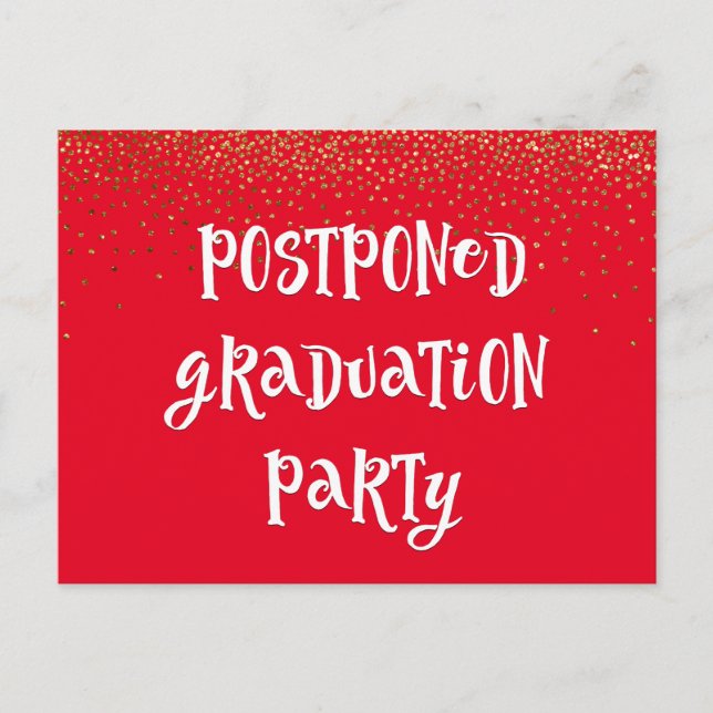 Rot mit Gold Confetti Zurückgestellt Graduiertenpa Postkarte (Vorderseite)