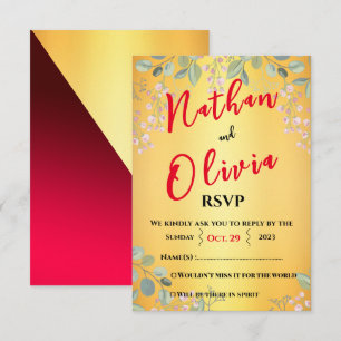 Rot mit Gold RSVP Karte