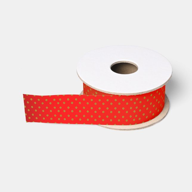 Rot mit GoldTupfen Ripsband (Spule)
