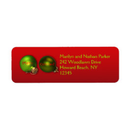 Rot mit grünen Ornamenten Weihnachtsadressen Label