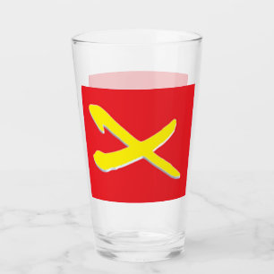 Rot mit hellgelbem Querschnitt Glas