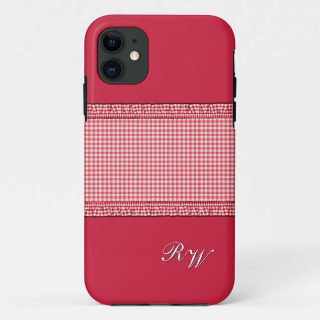 Rot mit Monogramm Case-Mate iPhone Hülle (Rückseite)