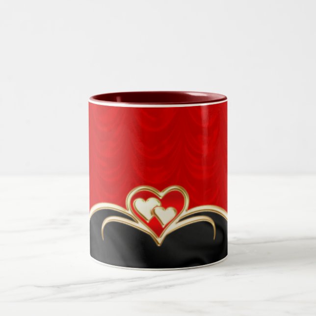 Rot mit Schwarz Zweifarbige Tasse (Mittel)