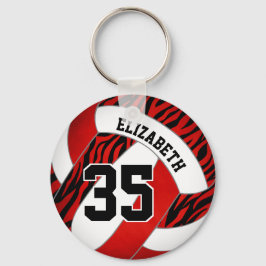 Rot mit Zebrastreifen Akzente Mädchen Volleyball Schlüsselanhänger