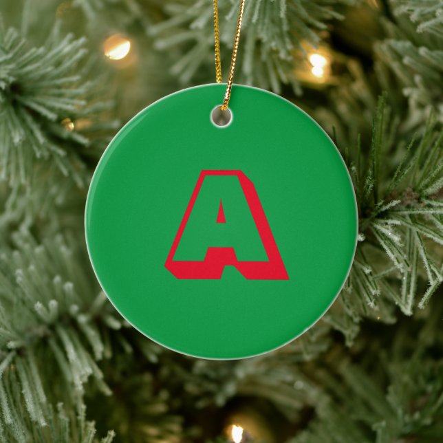 Rot-Monogramm-Erstwein Keramik Ornament (Baum)