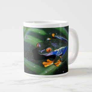 Rot mustert Frosch auf Blatt Jumbo-Tasse