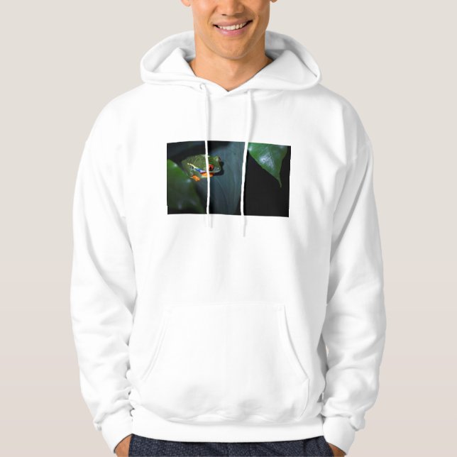 Rot mustert Frosch-Sitzen Hoodie (Vorderseite)