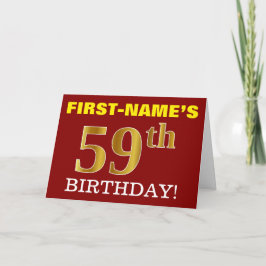 Rot, Nachahmung Gold "59. BIRTHDAY" Geburtstagskar Karte