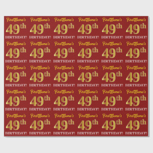 Rot, Nachahmung Gold sehen "49. GEBURTSTAG" aus Geschenkpapier