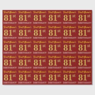 Rot, Nachahmung Gold sehen "81. BIRTHDAY" aus Geschenkpapier