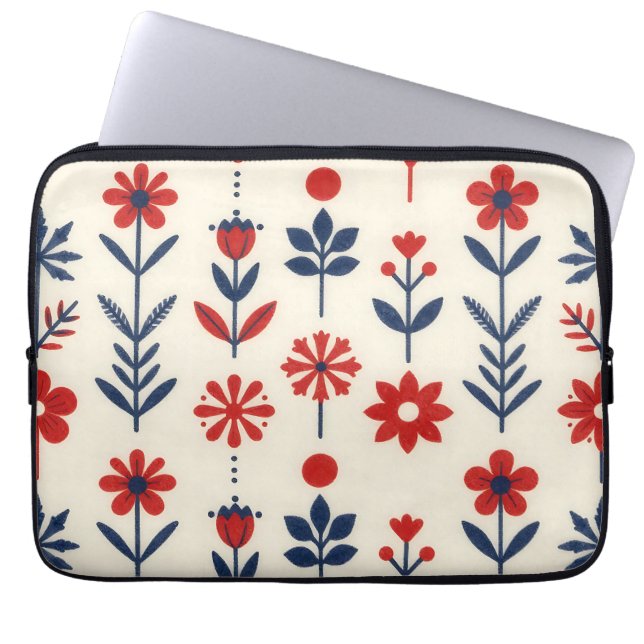 Rot-navalj Volksblumenmuster Laptopschutzhülle (Vorderseite)